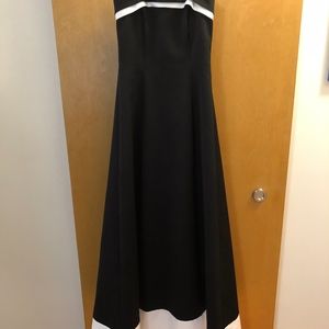 Long black and white gown